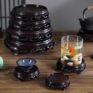 花盆底座鱼缸盆景奇石摆件工艺品多肉花瓶托盘花架香炉茶壶托方形