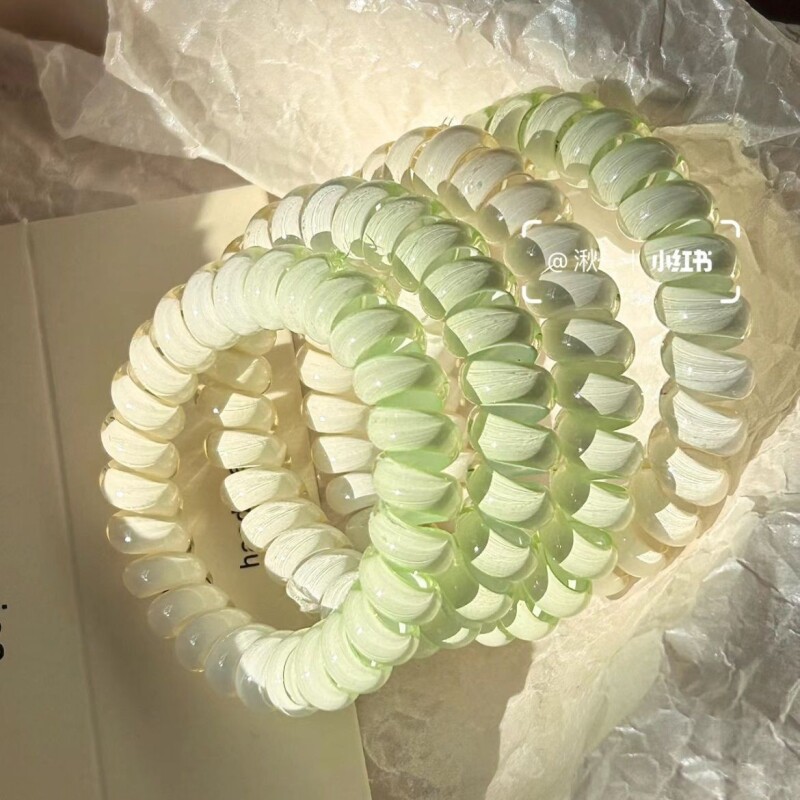 薄荷曼波系电话线果冻发圈高弹力电话线甜美无痕发绳耐用皮筋头绳