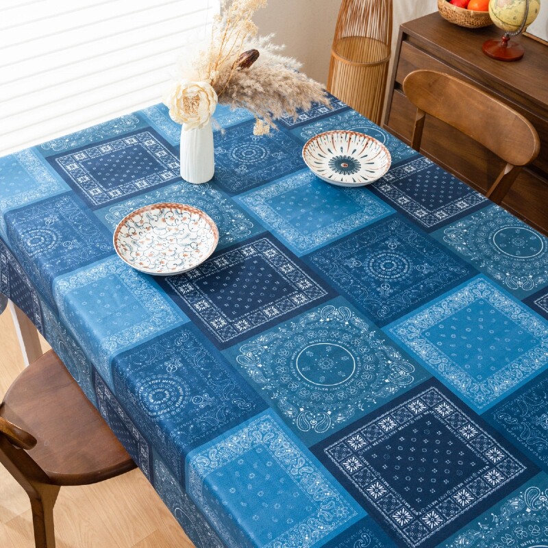 民族风蓝印花桌布复古餐桌布茶几台布长方形盖布餐厅防尘书桌防滑