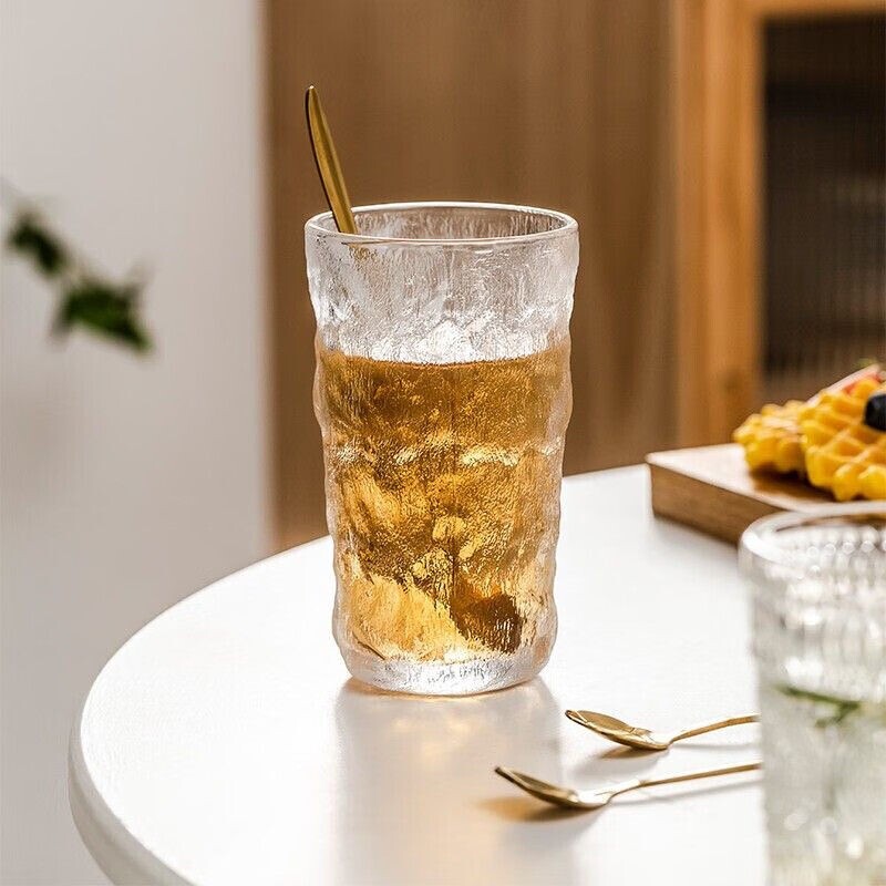 冰川纹玻璃杯高颜值水杯家用泡茶杯奶茶果汁杯啤酒杯多规格