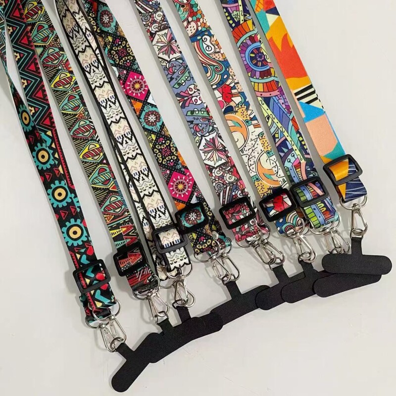 高端手机挂绳复古图腾斜挎背带长款可背可挂脖随意调节防丢通用手机壳挂脖吊绳高级感结实挂链带夹片包包挂件