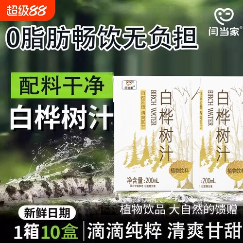 闫当家天然白桦树汁原汁饮品0脂畅饮无负担桦树水植物饮整箱装