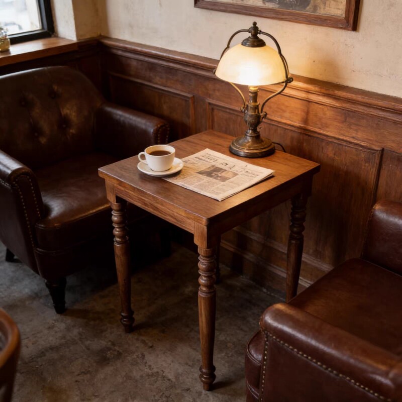 美式复古实木方桌咖啡厅桌椅组合西餐厅甜品店休闲桌子实木小方桌