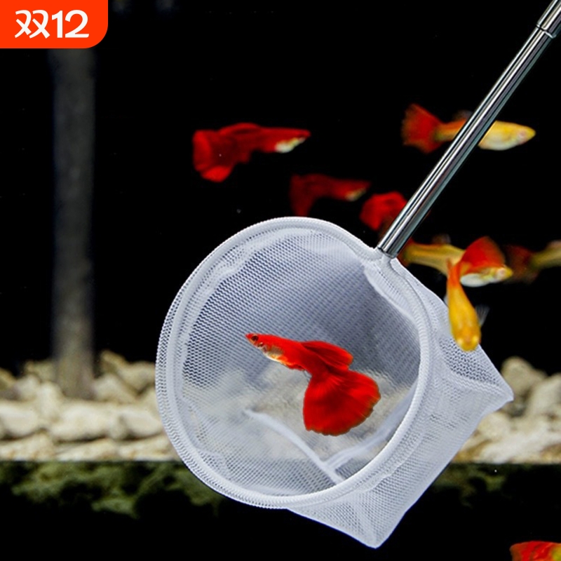 T渔捞/小B1vo0-可伸缩渔捞抄网圆形方形网兜抄鱼网鱼缸捞鱼网