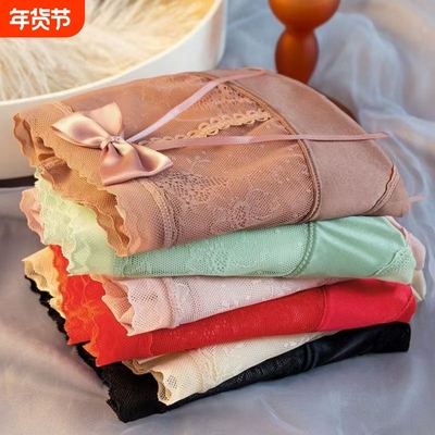 优雅蝴蝶结新款三角裤日系少女生内裤女士内衣裤无痕缎面蕾丝抗菌