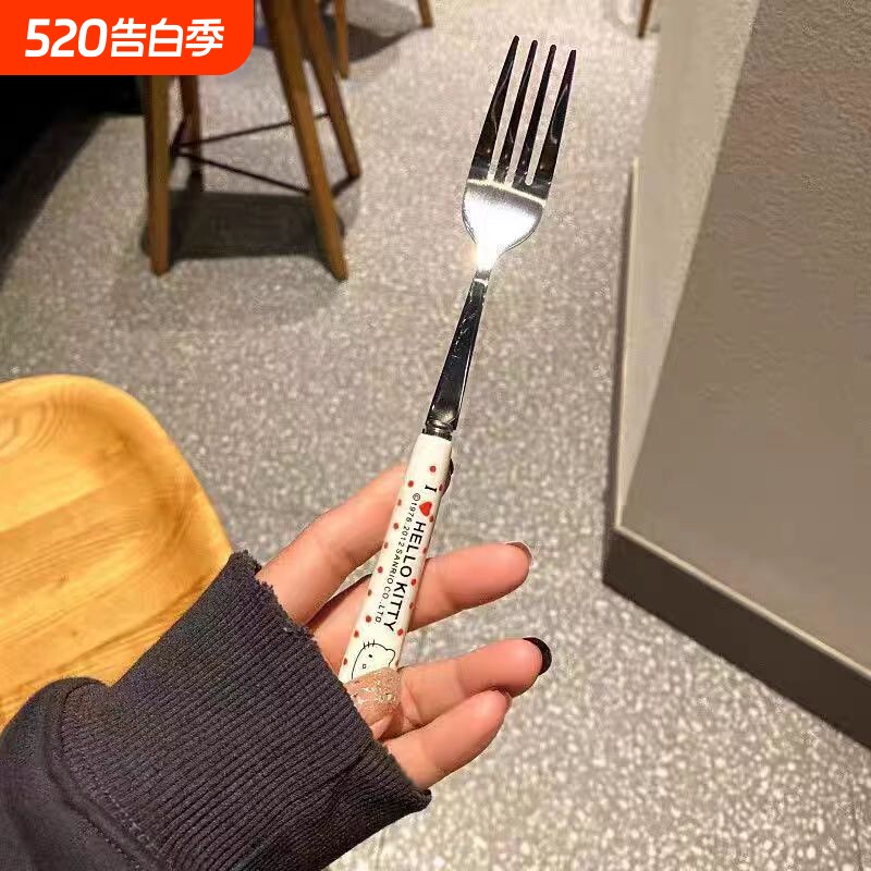 便携上班族叉子餐具筷子勺子套装卡通带饭学生可爱旅行外出三件套