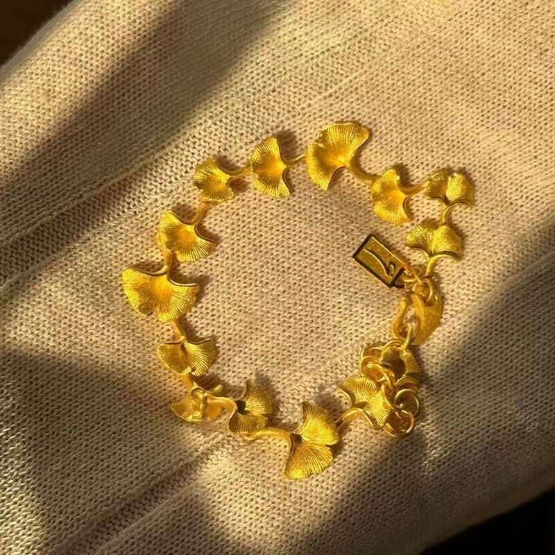 一叶知秋·金色银杏叶手链女秋冬季氛围感精致轻奢显贵气显白手饰