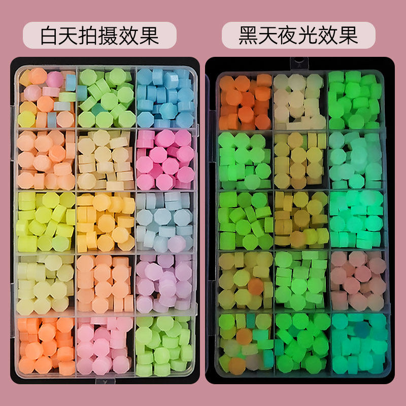 화재 페인트 왁스 입자 구획화 된 고양이 발톱 팔각형 귀여운 마카롱 DIY 화재 페인트 인감 왁스 입자의 전체 세트 빛나는 왁스 입자 봉투 밀봉 왁스 어린이 수제 젤리 소녀 하트 저장 상자