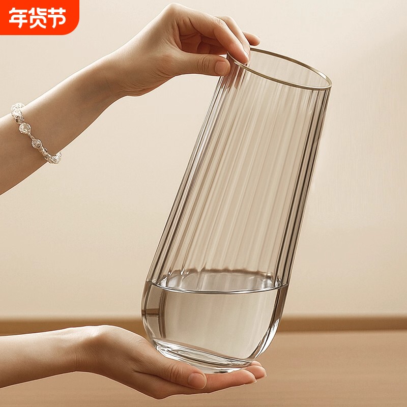 大号透明水滴玻璃花瓶插花水养富贵竹鲜花客厅桌面插干花装饰摆件