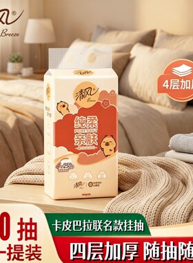 清风卡皮巴拉悬挂抽纸4层250抽