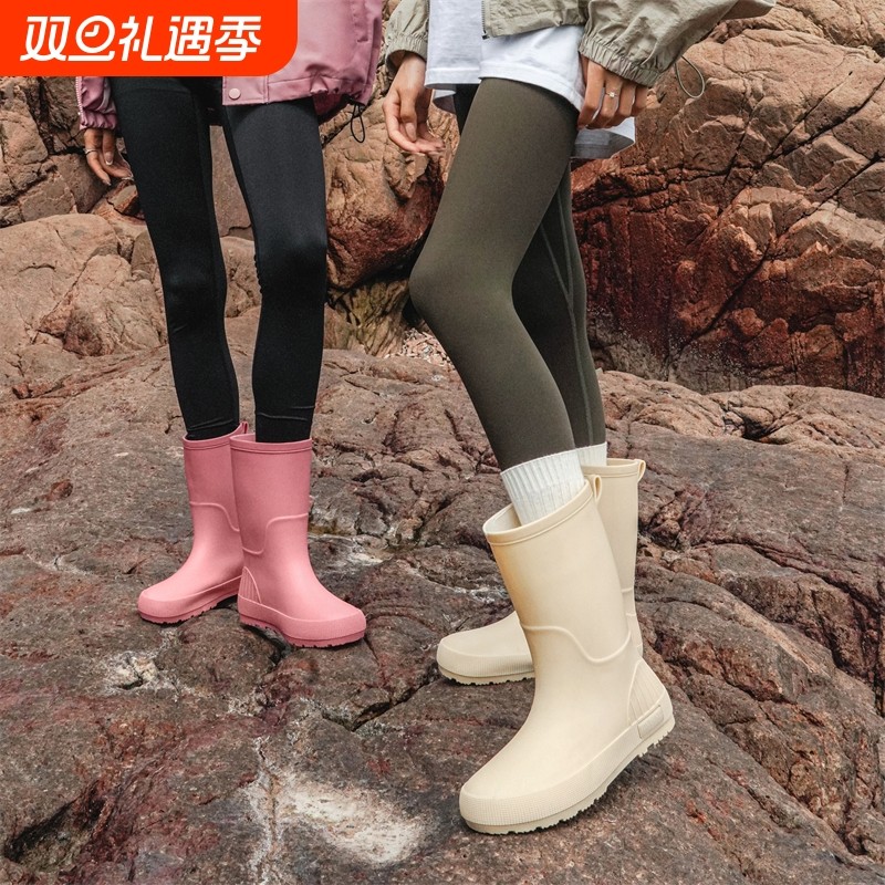 军登中筒雨鞋女款时尚外穿防滑防水雨靴耐磨软底厨房工作胶鞋防臭