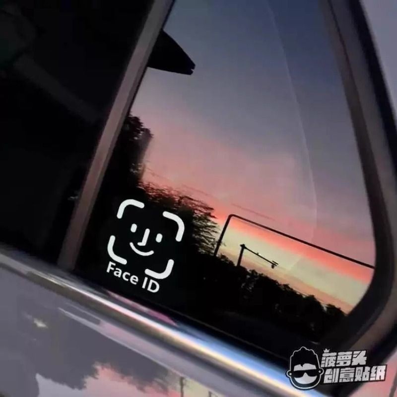 人脸识别Face ID 汽车改装车创意车窗玻璃贴纸搞笑趣味恶搞贴