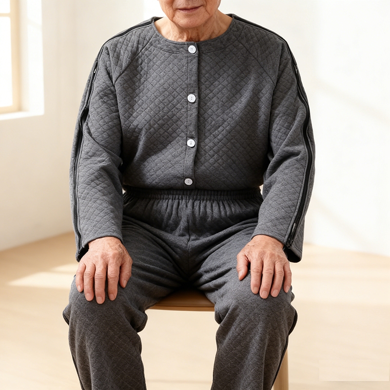 护理服瘫痪老人衣服卧床老人picc置管picc专用上衣易病号服易穿脱