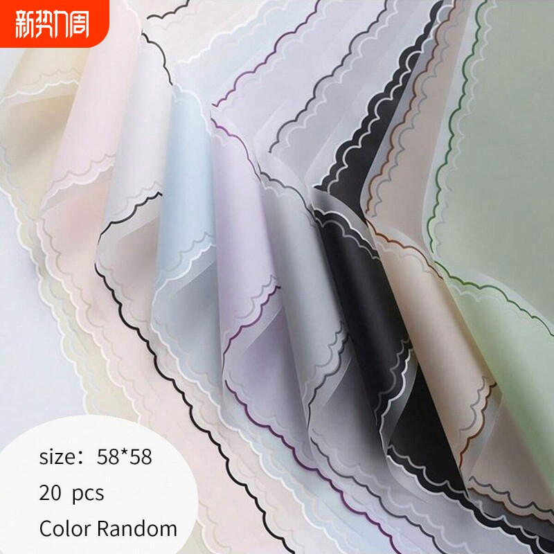 蕾丝花束包装纸防水果冻膜鲜花礼品小手帕包花纸花店珠光玻璃纸