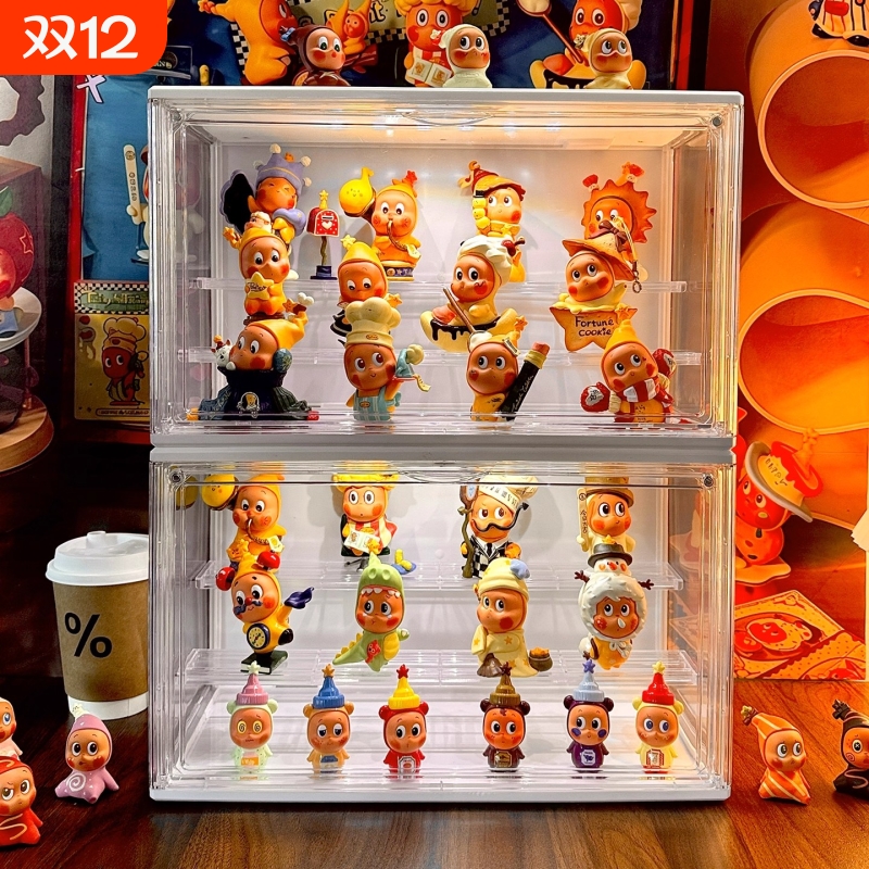 星星人展示盒盲盒收纳展示架手办展示柜萌粒亚克力玩具积木桌面