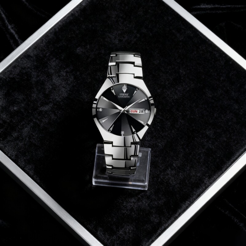 男款手表全自动非机械表正品名牌钢带商务防水石英腕表高级感男士