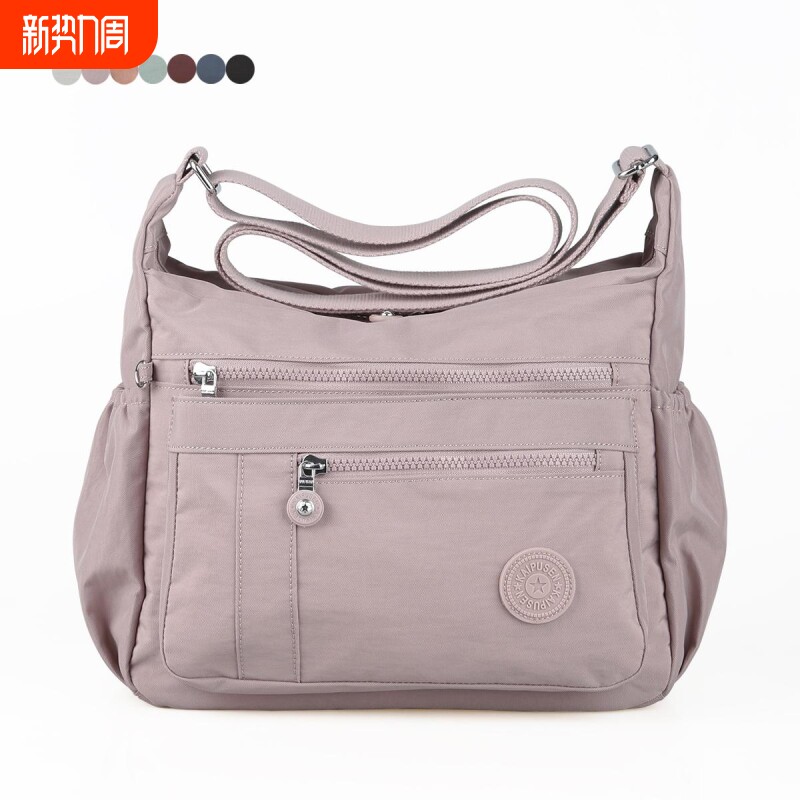 2025新款大容量斜挎包轻便布包中年妈妈包多层单肩包背包女士尼龙