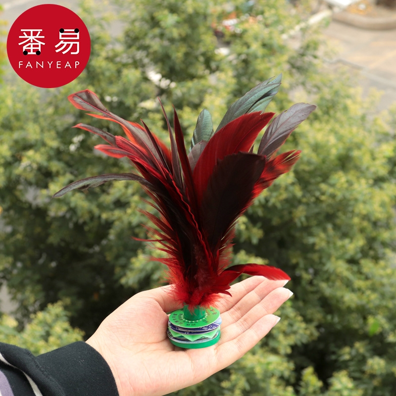 毽子AC1sl001-老式彩色鸡毛专用耐踢毽健身运动初学者羽毛学花腱