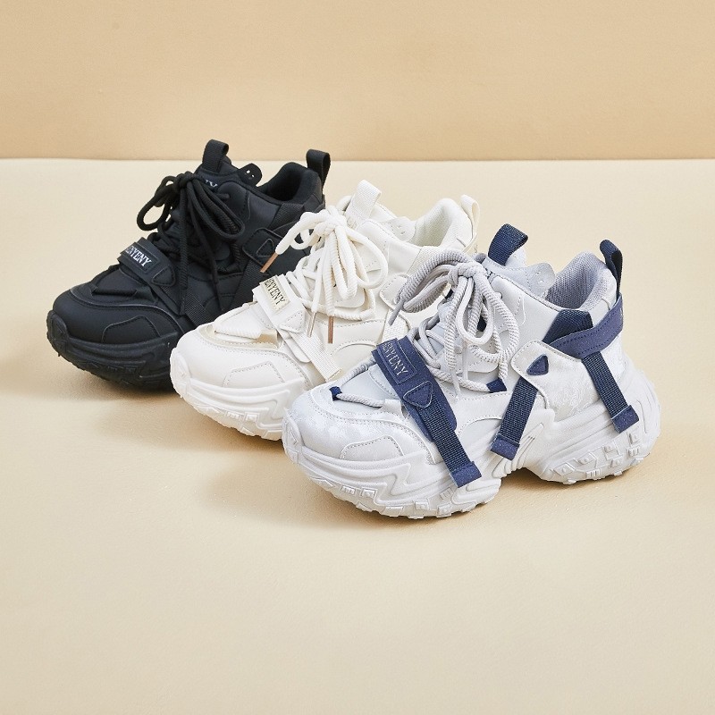 秋季新款韩版ins老爹鞋女学生厚底运动跑步鞋增高休闲鞋黑色银色