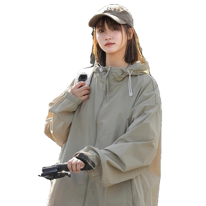 外套女款2024新款夏季防晒服连帽冲锋衣冰丝防晒衣女宽松型真正