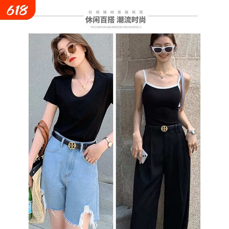 LVАFGН女士皮带夏季真皮百搭高档装饰腰带高级感轻奢风收腰黑色