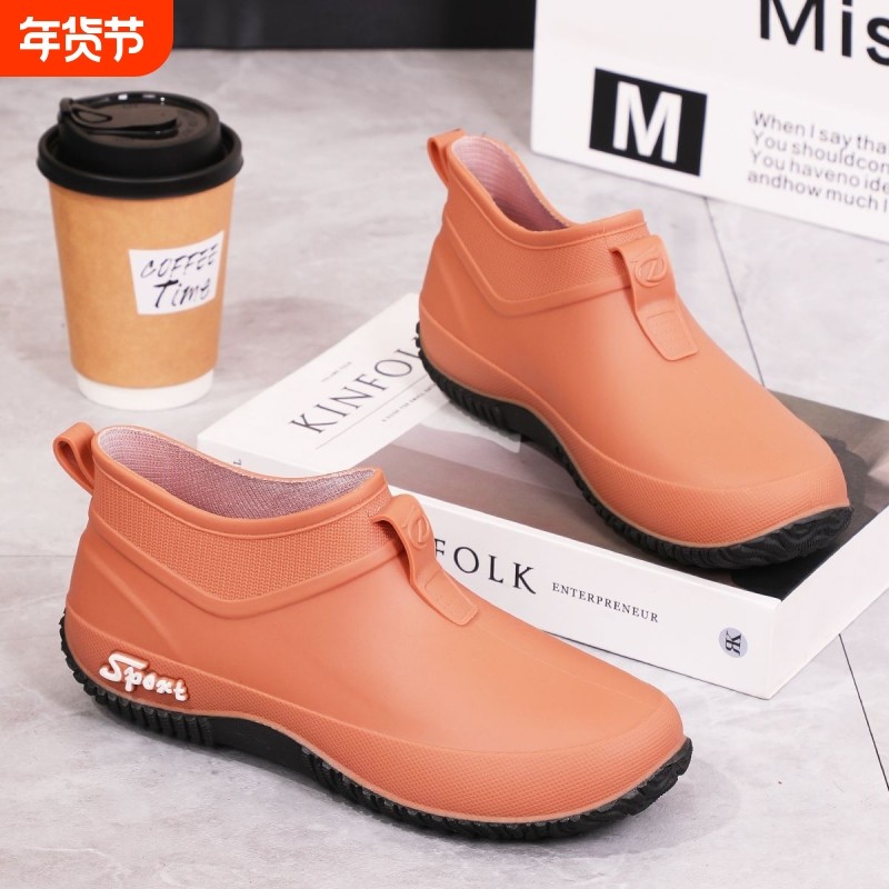 时尚雨鞋水鞋女士防水女夏防滑耐磨厨房短筒工作厚底软底雨靴胶鞋