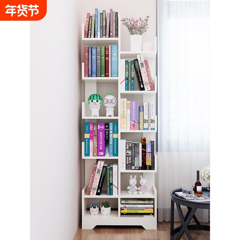 简易儿童床头书架落地置物架一体靠墙客厅书柜子实木学生家用收纳,住宅家具,书架,淘宝优惠券,粉丝福利购,淘宝优惠卷