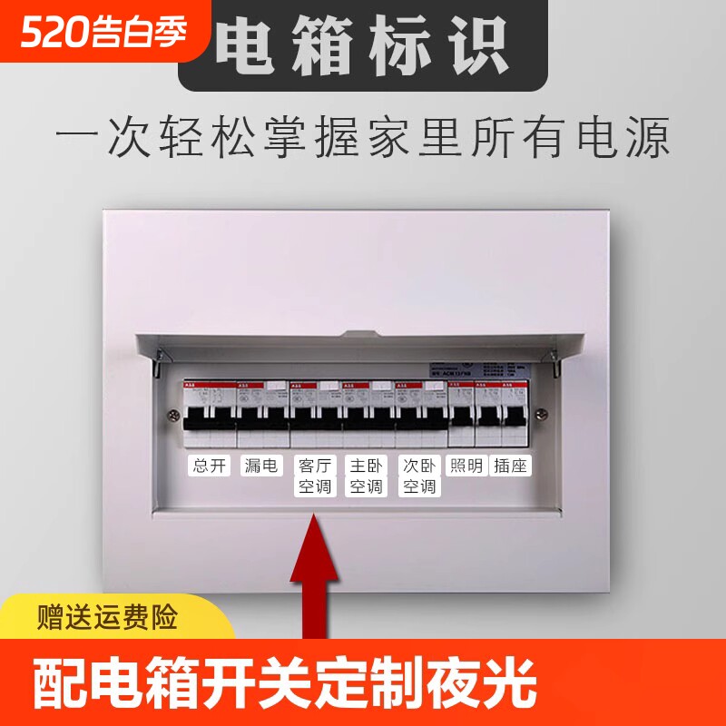 配电箱开关标识贴电表箱开关贴纸夜光装饰墙贴总闸灯标签