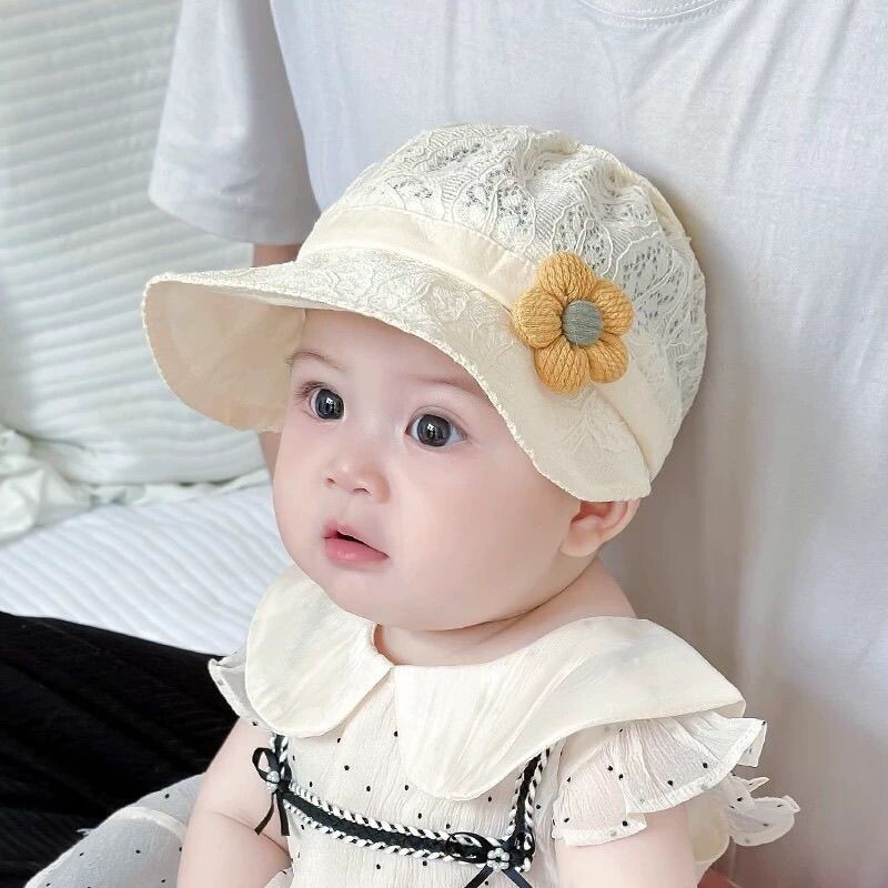 婴儿帽子春夏薄款纯棉夏季男女宝宝渔夫帽抽绳婴幼儿女童遮阳盆帽