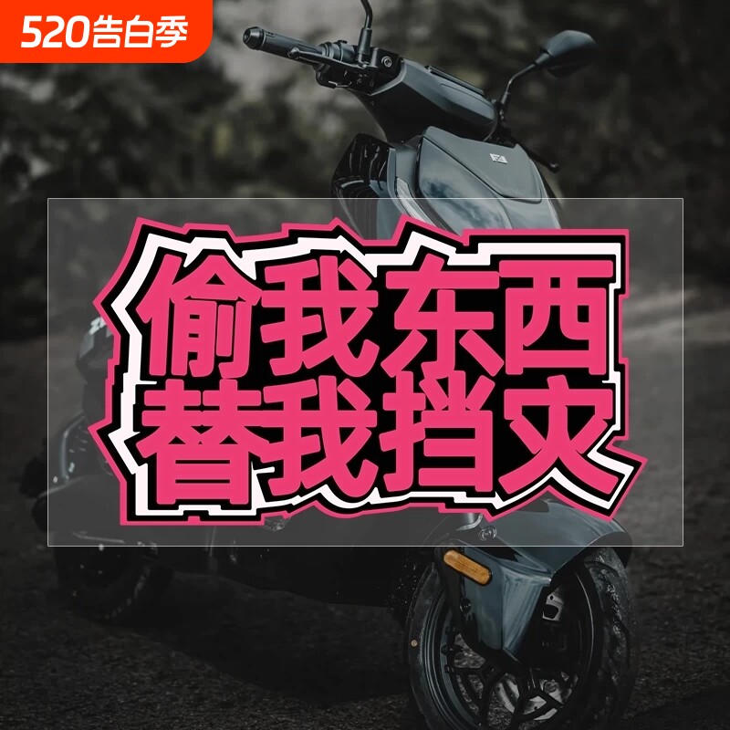 偷我东西替我挡灾汽车电动车摩托车贴纸防水划痕遮挡创意文字车贴
