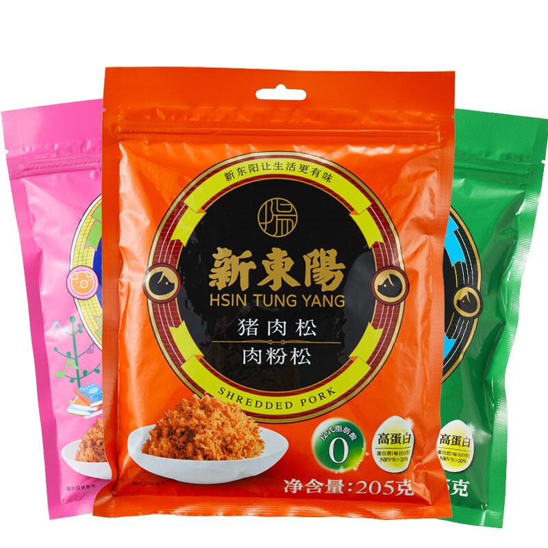 新东阳营养猪肉松205g袋装儿童/海苔/原味肉粉松休闲肉类零食品
