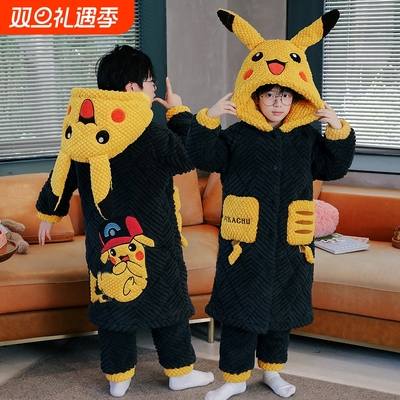 男童睡衣儿童珊瑚绒秋冬季家居服