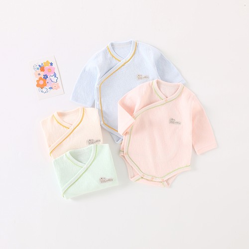 斜襟按扣长袖包屁衣纯棉春秋护肚