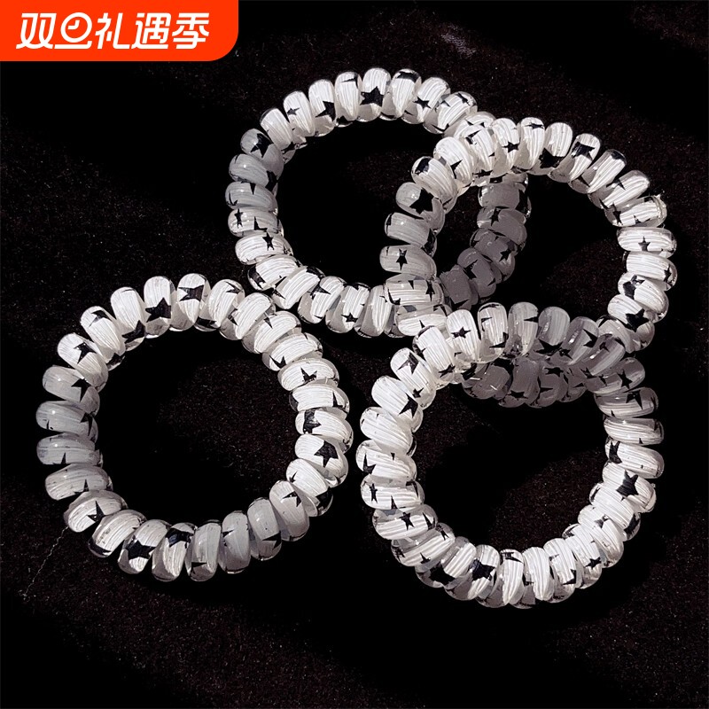 韩版新款星星电话线发圈女扎头发绳高弹力马尾头绳橡皮筋头饰25年