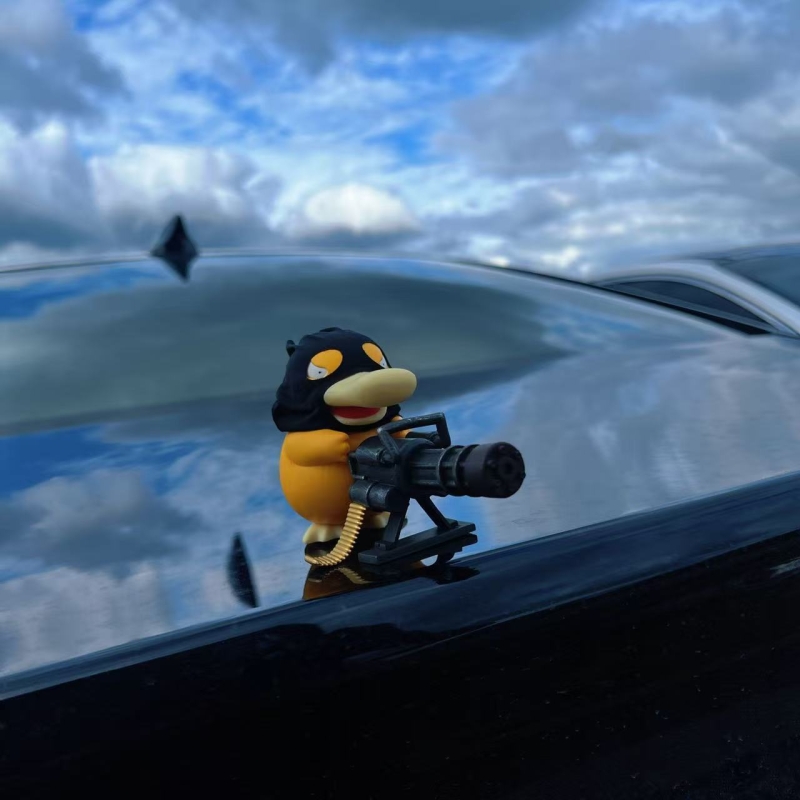 加特林可达鸭中控台创意车载装饰品车顶车尾公仔手办