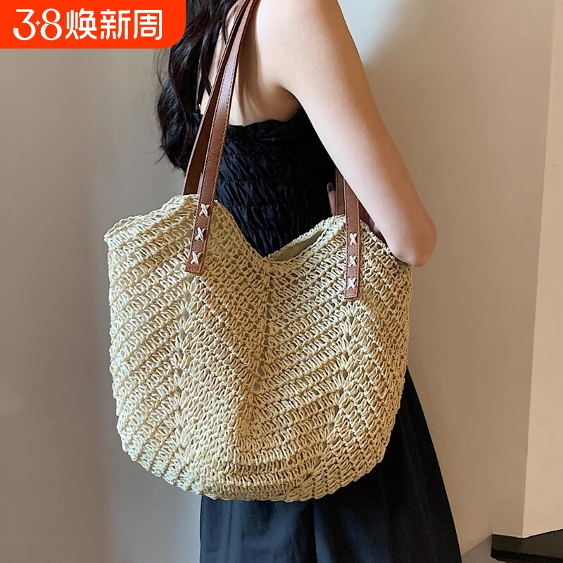 草编包包女2024新款海边度假沙滩编织包大容量单肩托特包肩包手工