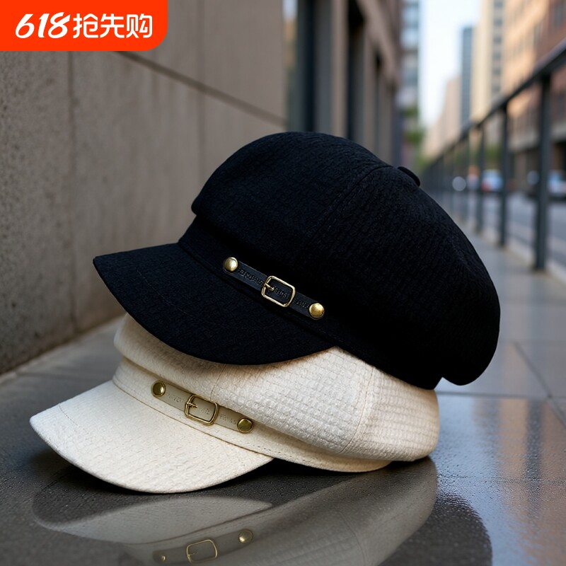 八角帽子女秋冬季新款时尚鸭舌帽逛街休闲百搭贝雷帽画家报童帽