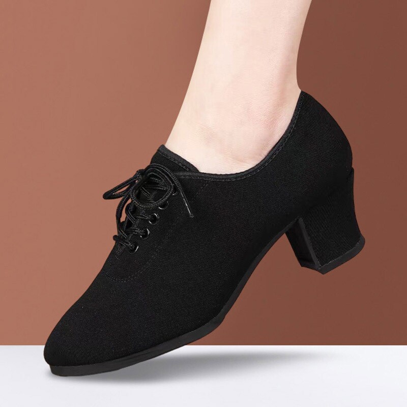 专业拉丁舞鞋女成人软底广场舞鞋形体鞋水兵舞舞蹈鞋牛津布鞋模特