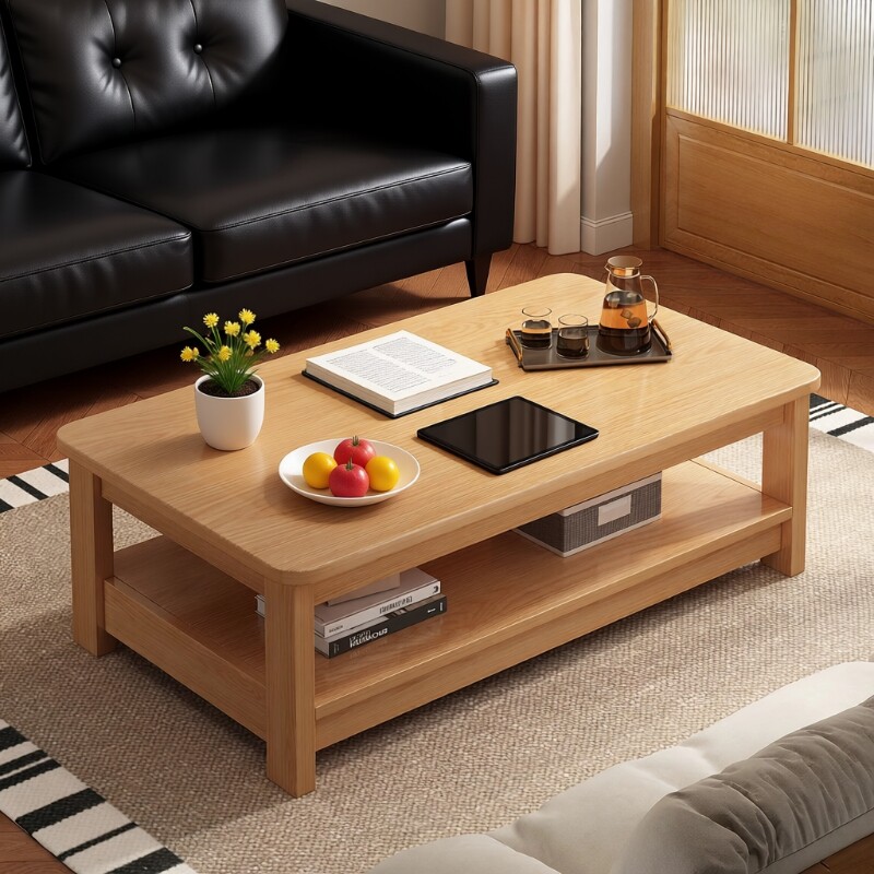 茶几客厅家用小户型桌子2026新款中古风可移动方形阳台简易茶几桌