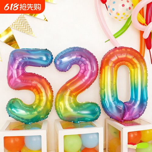 儿童生日数字气球装扮男女孩周岁派对装饰氛围布置背景布户外铝膜