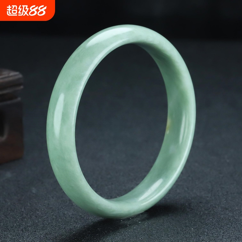 天然正品玉手镯飘花深绿浅绿翡翠色玉手镯贵州翠手镯旺夫真玉送礼