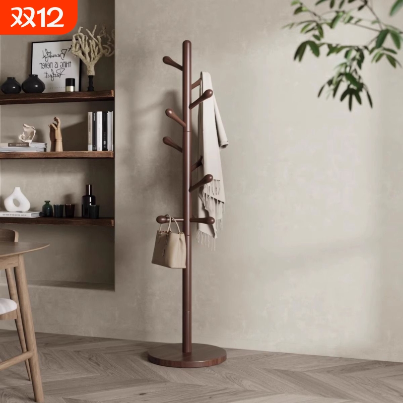 实木挂衣架落地卧室衣帽架家用办公室立式木质挂衣服架子客厅简易