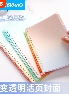 【一件包邮】可得优渐变活页不漏纸封面本学习收纳清新夹拆卸封皮a4b5笔记讲义考研磨砂30孔FM