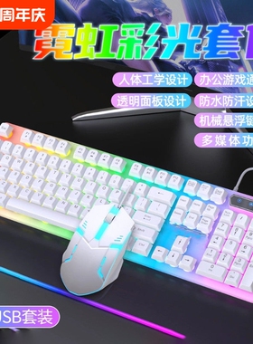 机械手感静音有线鼠标键盘套装游戏电竞台式笔记本电脑外设办公