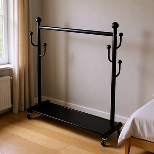 衣架落地立式 室内加厚挂衣架卧室阳台衣帽架子床尾晚上放衣服神器