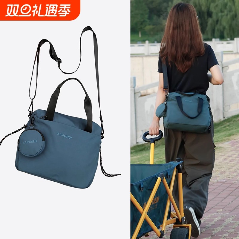 新款手提斜挎包女男通勤大容量百搭小方包轻便单肩包休闲多层布包