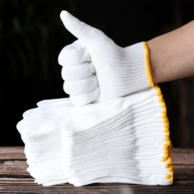 防滑手套劳保耐磨棉纱加厚纯白工作棉线尼龙女劳动男工地干活修车