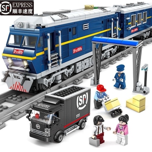兼容乐高城市和谐号复兴号高铁电动火车积木轨道拼装模型儿童动车