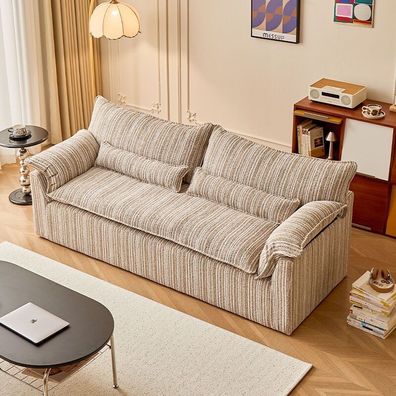 直排三人位亚麻沙发客厅小户型轻奢可拆洗布艺沙发法式复古舒芙蕾