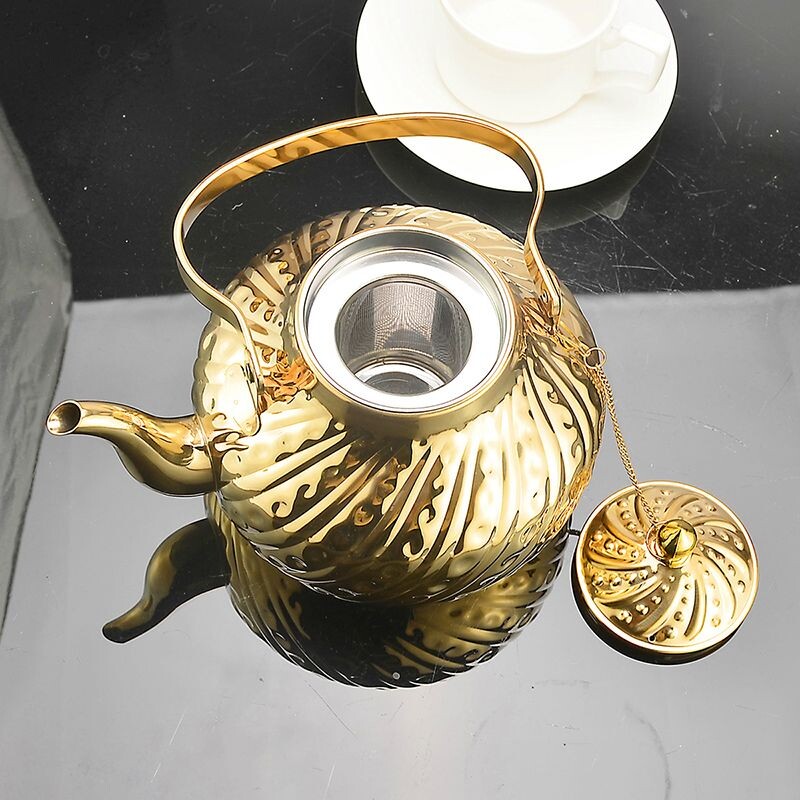 2000ml复古加厚不锈钢茶壶家用电磁炉烧水壶餐厅欧式大容量茶水